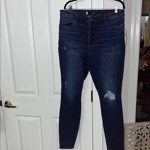 Kut From The Kloth Mia high rise distressed blue skinny jeans Size 16